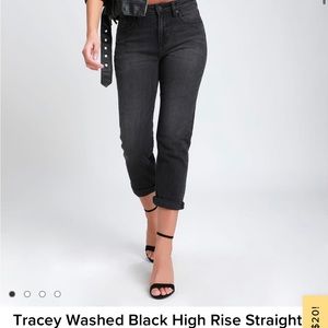 Black straight leg denims